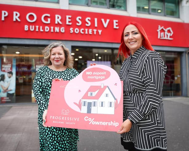 Progressive Building Society has partnered with not-for-profit organisation Co-Ownership to broaden its range of mortgage products to include a no deposit option. Pictured are Glynis Hobson, director of customer services at Co-Ownership and Jane Millar, head of lending and savings at Progressive Building Society