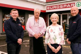 The Rooney family, who operate and own the Eurospar store in Enniskillen, are celebrating the incredible milestone of 50 years in business. Pictured are James Rooney, Martin Rooney, Angela Rooney and Timmy Rooney