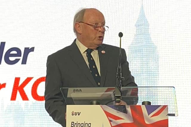 TUV leader Jim Allister, pictured at his party's conference last month, has called on the Prime Minister to resign over the Mandelson affair. Photo: Claudia Savage/PA Wire