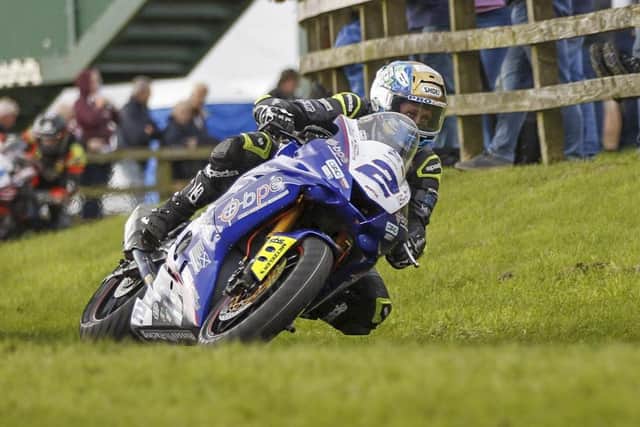 Dean Harrison won the feature Steve Henshaw Gold Cup race at Oliver's Mount in Scarborough on Sunday on the BPE by Russell Racing Yamaha. Picture: Peter-John Leverton