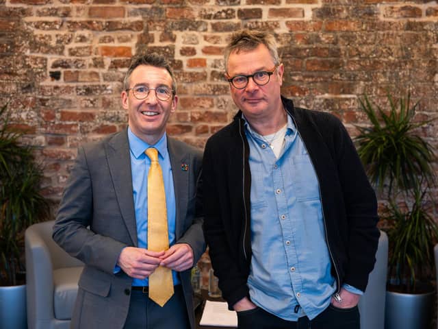 Healthy eating campaigner Hugh Fearnley Whittingstall with Northern Ireland Food and Farming minister Andrew Muir