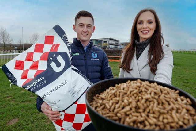 Adam Short from Bluegrass Horse Feed with Kathryn Holland from Down Royal Racecourse