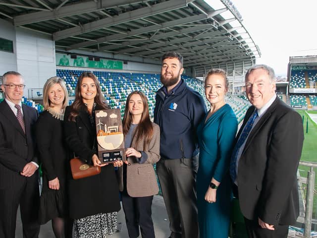 Magherafelt construction company, Henry Brothers, has been awarded platinum status, the highest accolade possible, in the 2023 Northern Ireland’s Environmental Benchmarking Survey. Staff are pictured with the accolade