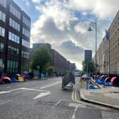 Authorities in Dublin have today been moving asylum seekers who have been sleeping in tents on Mount Street, beside the city's International Protection Office