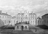 Royal Belfast Hospital: the courtyard. Watercolour. Credit: Wellcome Library, London. Wellcome Images