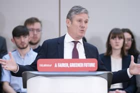 Labour leader Sir Keir Starmer, during a Labour Party press conference at Nexus, University of Leeds.