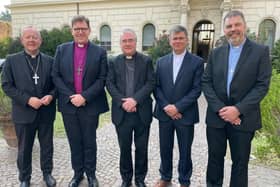 The Church Leaders Group (Ireland) Left to right: Most Rev Eamon Martin, Roman, Roman Catholic Archbishop of Armagh and Primate of all Ireland, Rt Rev Andrew Forster, President of the Irish Council of Churches, Most Rev John McDowell, Church of Ireland Archbishop of Armagh and Primate of all Ireland, Rt Rev Dr Sam Mawhinney, Moderator of the Presbyterian Church in Ireland, and Rev David Turtle, President of the Methodist Church in Ireland.