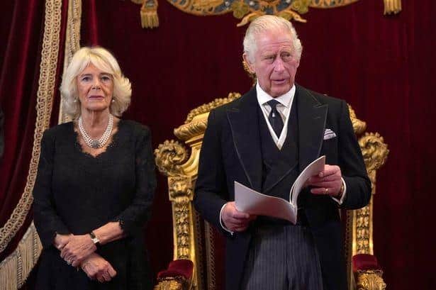 King Charles II and Queen Consort Camilla during their visit to Belfast yesterday (September 13) when they met political leaders
