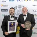 Tom Greene (right) from Centra Lake Road is pictured with Eddie Devine, Head of Symbol & Independents BAT UK from category sponsor, Velo.