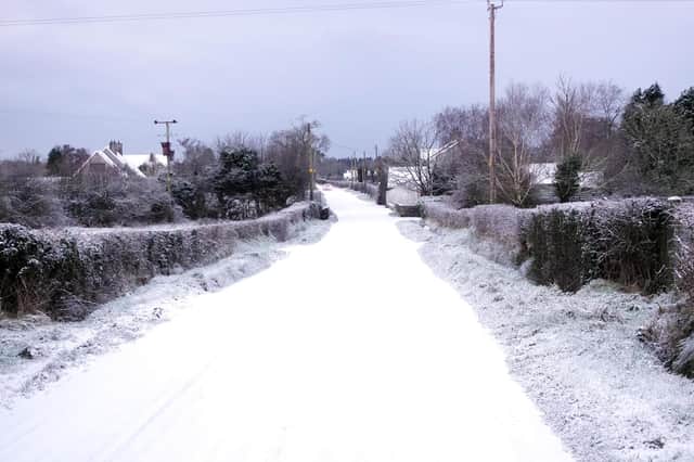 Hazardous driving conditions on the Co. Antrim roads near Dundrod on Monday morning after heavy overnight snow. Photo: Stephen Davison/Pacemaker