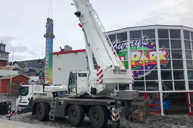 Formerly Barry’s Amusements, the popular family funpark attracts thousands of visitors from Easter to September each year and this 2024 season is set to be longer and bigger. Workmen have been busy painting and fixing the premises and rides in anticipation of another busy spring and summer. Pictured is the Jumping Astro being installed