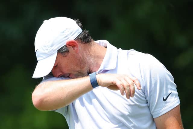 Northern Ireland's Rory McIlroy reacts on the second tee during the first round of the TOUR Championship at East Lake Golf Club in Atlanta. (Photo by Kevin C.Cox/Getty Images)