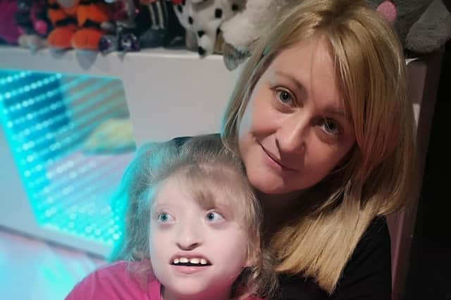 Co Down mum Natalie Hampton and her daughter Natasha, who has Autonomic Dysreflexia. The family are fundraising for a new wheelchair for 16-year-old  Natasha