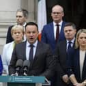 Taoiseach Leo Varadkar speaking to the media at Government Buildings in Dublin