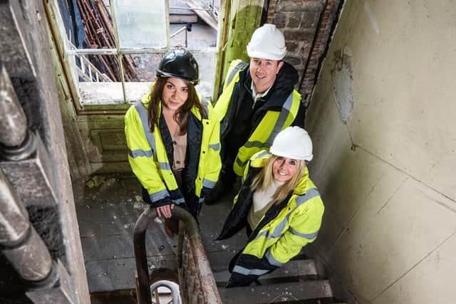 A belfast investment house has announced it will create up to 15 hospitality jobs following the final phase of its £7 million regeneration project of south Belfast’s Crescent area, which is scheduled for completion in autumn. Pictured are Katie Jackson, business manager, Anthony and Andrea Kieran, directors from Aurient Ltd.   Picture by Elaine Hill