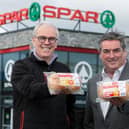 Bertie’s Bakery’s wide range of products, which includes scones, buns and cakes is stocked across 150 independent Spar, Eurospar and ViVO stores in Northern Ireland in addition to 81 Henderson Retail stores. Pictured is founder of Bertie’s Bakery Brian McErlain and Nigel Dugan, trading controller, Henderson Wholesale