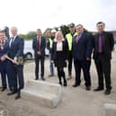 Mayor of Antrim and Newtownabbey, councillor Mark Cooper was joined by Minister for Communities, Gordon Lyons MLA, representatives from the Department for Levelling Up and elected members for the official sod cutting of new Glengormley Workspace Hub
