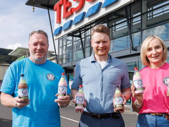 Clarke Nillar, founding managing director of Millar Moo with Tesco buying manager David Thompson and Andrea Millar, a director of Millar Moo