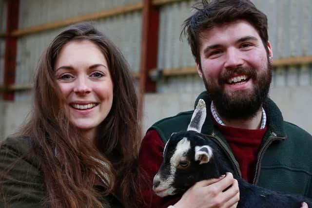 Organic farmers- Husband and wife team Charlie and Becky Cole from Broughgammon Farm in Ballycastle