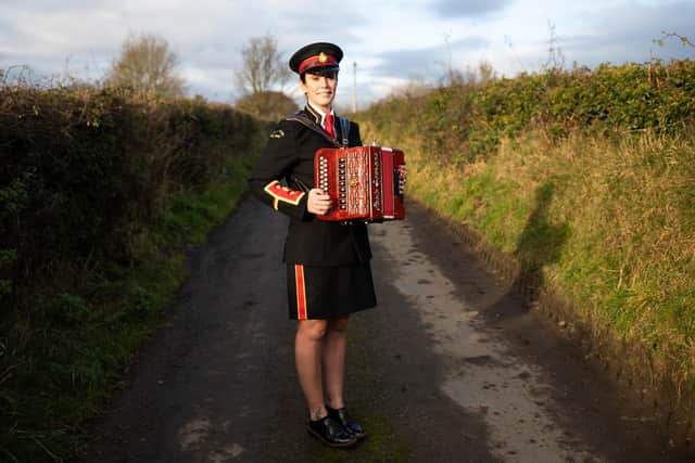 Accordion player Linda Cowan, a florist from Tandragee, is a member of Mavemacullen Accordion Band.