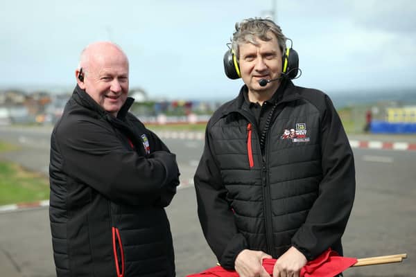 The North West 200's Mervyn Whyte (left) with Clerk of the Course Stanleigh Murray.