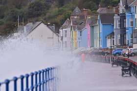 Waves in Whitehead when Storm Agnes hit Northern Ireland in September 2023. Photo: Colm Lenaghan/Pacemaker