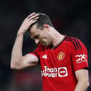 Manchester United's Jonny Evans dejected during the derby defeat to Manchester City on Sunday at Old Trafford. (Photo by Catherine Ivill/Getty Images)