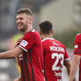 Ben Kennnedy was full of smiles on Tuesday night following four goals for the Crusaders player against Carrick Rangers. (Photo by Arthur Allison/Pacemaker Press)