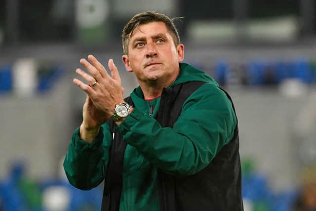 Glentoran manager Declan Devine. (Photo by Andrew McCarroll/Pacemaker Press)