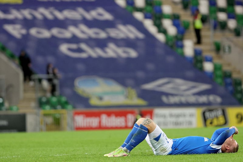 Kirk Millar is dejected as Linfield can't find a way past Crusaders at Windsor Park
