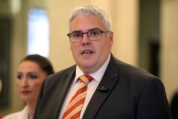 DUP leader Gavin Robinson said unionists should make their voices heard at the ballot box. Photo: Liam McBurney/PA