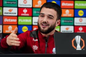 Rangers' Nicolas Raskin during a press conference ahead of Thursday's Europa League clash against Sporting Braga at Ibrox. (Photo by Andrew Milligan/PA Wire)