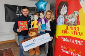 Pictured from left to right: Barry Rogan from Power NI and Gayle Bunting (Invisible Traffick CEO))