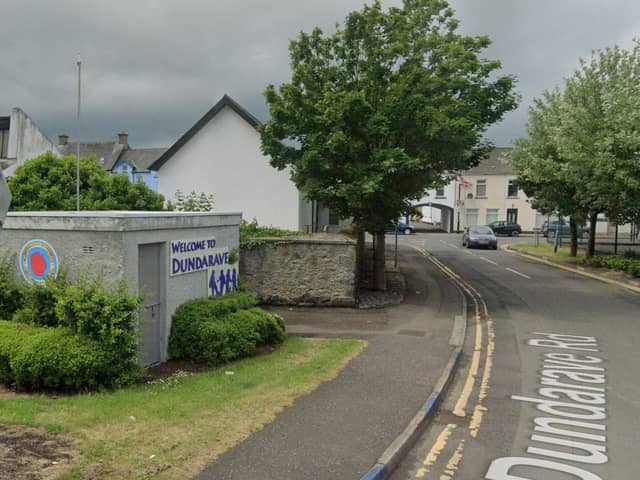 The PSNI said the victim was found the public car park in the Dundarave area of the town, where, two vans including one belonging to the injured man were on fire.Photo: Googlemaps