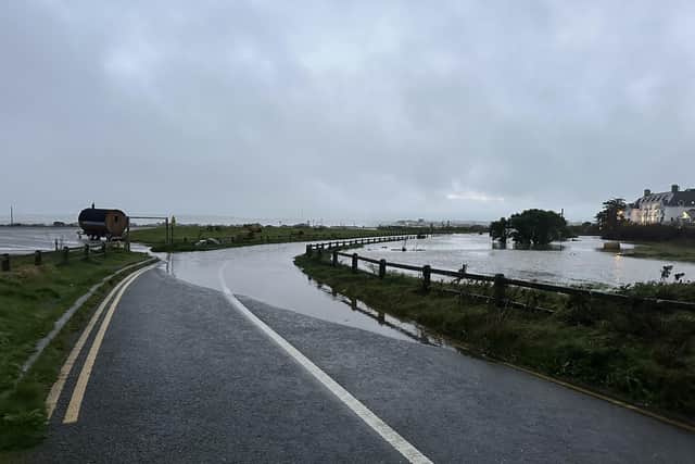 Photo taken with permission from social media site X, formerly Twitter, posted by @kwalsh_7 of flooding on Wednesday evening in Garryvoe, County Cork, caused by storm Babet.  Issue date: Thursday October 19, 2023. PA Photo. See PA story WEATHER  Babet Ireland. Photo credit should read: Kevin Walsh/PA Wire