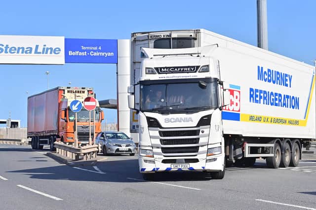 A lorry at Belfast docks. Photo: Colm Lenaghan/Pacemaker