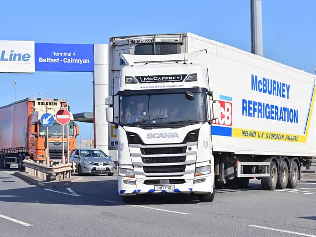 A lorry at Belfast docks. Photo: Colm Lenaghan/Pacemaker