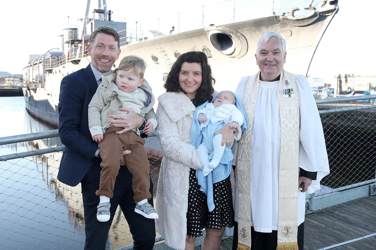 Old-age maritime tradition revived as HMS Caroline in Belfast hosts three christenings