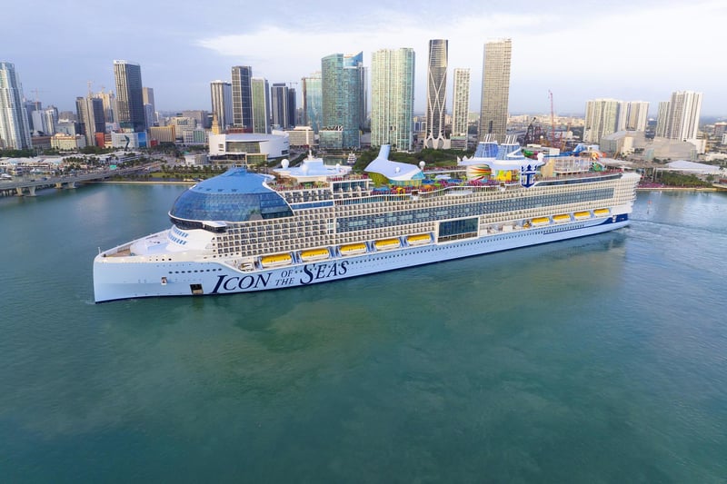 Icon of the Seas, which features bespoke carpets by Ulster Carpets, arrives in Miami. Image courtesy of Royal Caribbean International
