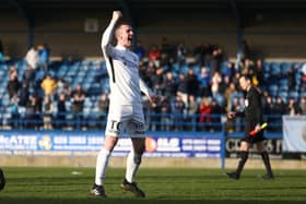 Ryan Campbell celebrates after Ballinamallard United defeated Warrenpoint Town in the 2018/19 Irish Cup semi-finals. PIC: INPHO/Philip Magowan