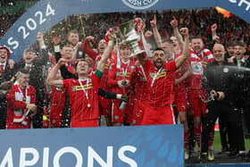 Cliftonville lift the Irish Cup - a first club win in the competition since 1979 - after victory over Linfield by 3-1 after extra-time. (Photo by Desmond Loughery/Pacemaker Press)