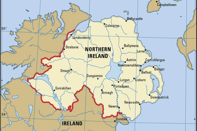 A map of Northern Ireland and parts of the Republic