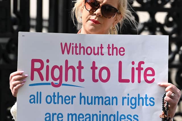 Bernadette Smyth at a Precious Life protest in Belfast in 2021. Photo: Colm Lenaghan/Pacemaker
