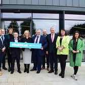 Sean Loughran, Powerscreen Business Line director and general manager of Terex Dungannon with First Minister Michelle O’Neill MLA along with local dignitaries at the official ribbon cutting ceremony of Powerscreen’s new headquarters