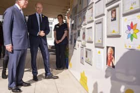 Visit of HRH King Charles III to the Marie Curie Hospice, Belfast on the second Day of Reflection, on 23 March 2022, where he met patients and staff.