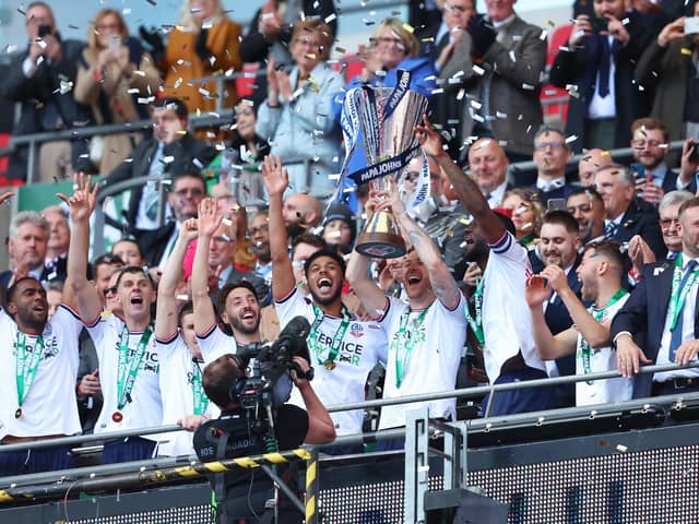 Bolton Wanderers lift the Papa John's Trophy
