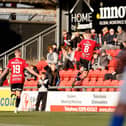 Ben Kennedy celebrates his goal in Crusaders' 2-0 win at home to Glenavon