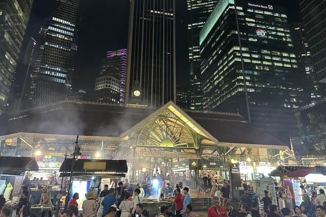 ‘Satay Street’ outside Lau Pa Sat market, Singapore