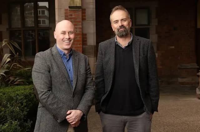 Belfast's AMPLY Discovery is powering the discovery of new cures for complex diseases, such as cancer, metabolic diseases, and infectious diseases, through AI and synthetic biology. Pictured are founders Dr Ben Thomas and Dermot Tierney