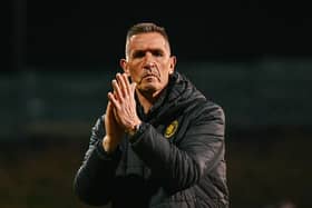 Carrick Rangers manager Stephen Baxter. (Photo by Andrew McCarroll/Pacemaker Press)